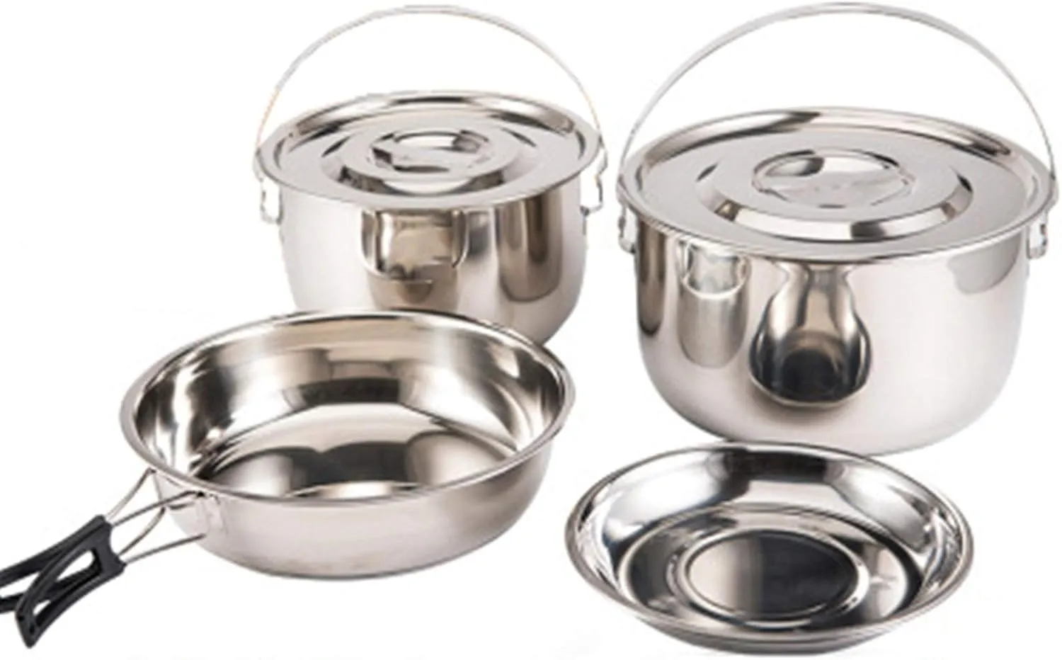 Pot Pan Kettle Set Camping Cookware Set Compact Stainless Steel Cooking Pots and Pans for Camping, Picnic