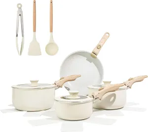 Pots and Pans Set, Non - Stick 17pcs Cookware Sets with Detachable Handles for Easy Storage and Versatile Use in Family Dinners & Daily Cooking