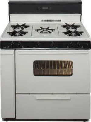 Premier SLK249TP 36" Electronic Ignition Gas Range Biscuit with Black Trim