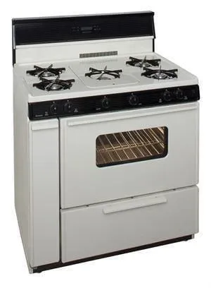 Premier SLK249TP 36" Electronic Ignition Gas Range Biscuit with Black Trim