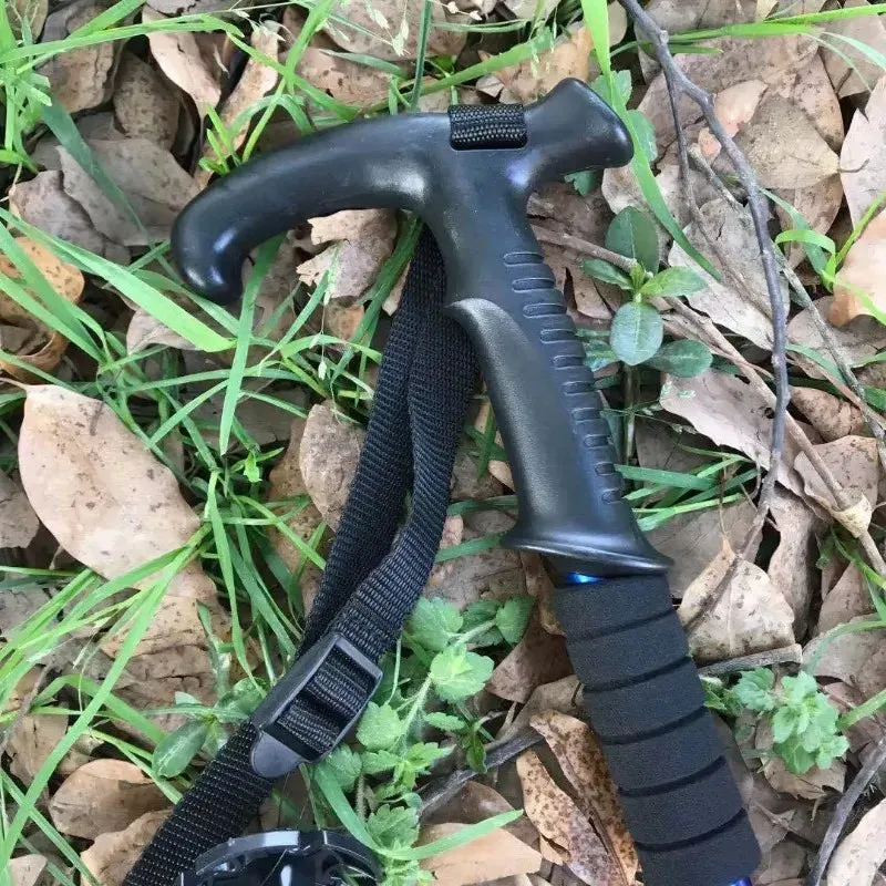 Premium Portable Folding Trekking Pole – Lightweight Alloy Shaft, Carbon Tungsten Steel Tip, Adjustable T-Handle, 4-Section Telescopic Walking Stick for Hiking, Camping, and Elderly Use