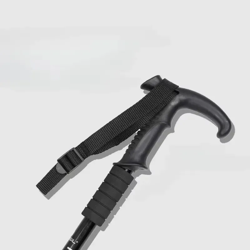 Premium Portable Folding Trekking Pole – Lightweight Alloy Shaft, Carbon Tungsten Steel Tip, Adjustable T-Handle, 4-Section Telescopic Walking Stick for Hiking, Camping, and Elderly Use