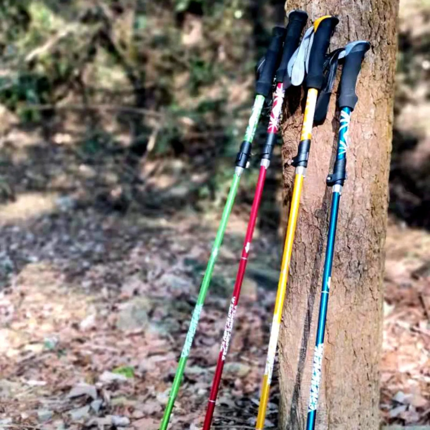 Premium Portable Folding Trekking Pole – Lightweight Alloy Shaft, Carbon Tungsten Steel Tip, Adjustable T-Handle, 4-Section Telescopic Walking Stick for Hiking, Camping, and Elderly Use