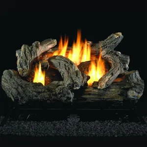Procom Dual Fuel Ventless Fireplace Logs Set with Thermostat, Use with Natural Gas or Liquid Propane, 32000 BTU, Heats up to 1100 Sq. Ft, Realistic Painted, 24 Inches