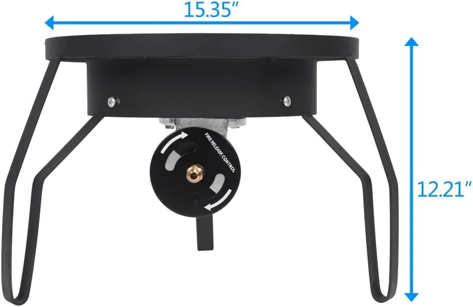 Propane Burners for Outdoor Cooking, 200,000 BTU/hr, Heavy Duty Single Burner Propane Gas Stove with 0-20 PSI Adjustable Regulator and 4ft Hose, Turkey Fryer Burner for Home Brewing, Round