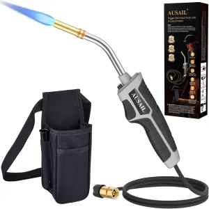 Propane Torch Kit,Mapp Map Gas Torch with Included Holster,Trigger Start 5' Long Hose,Adjustable Flame Map Gas Torch Kit,Brazing Torch Kit,Soldering Torch for Welding Soldering Brazing