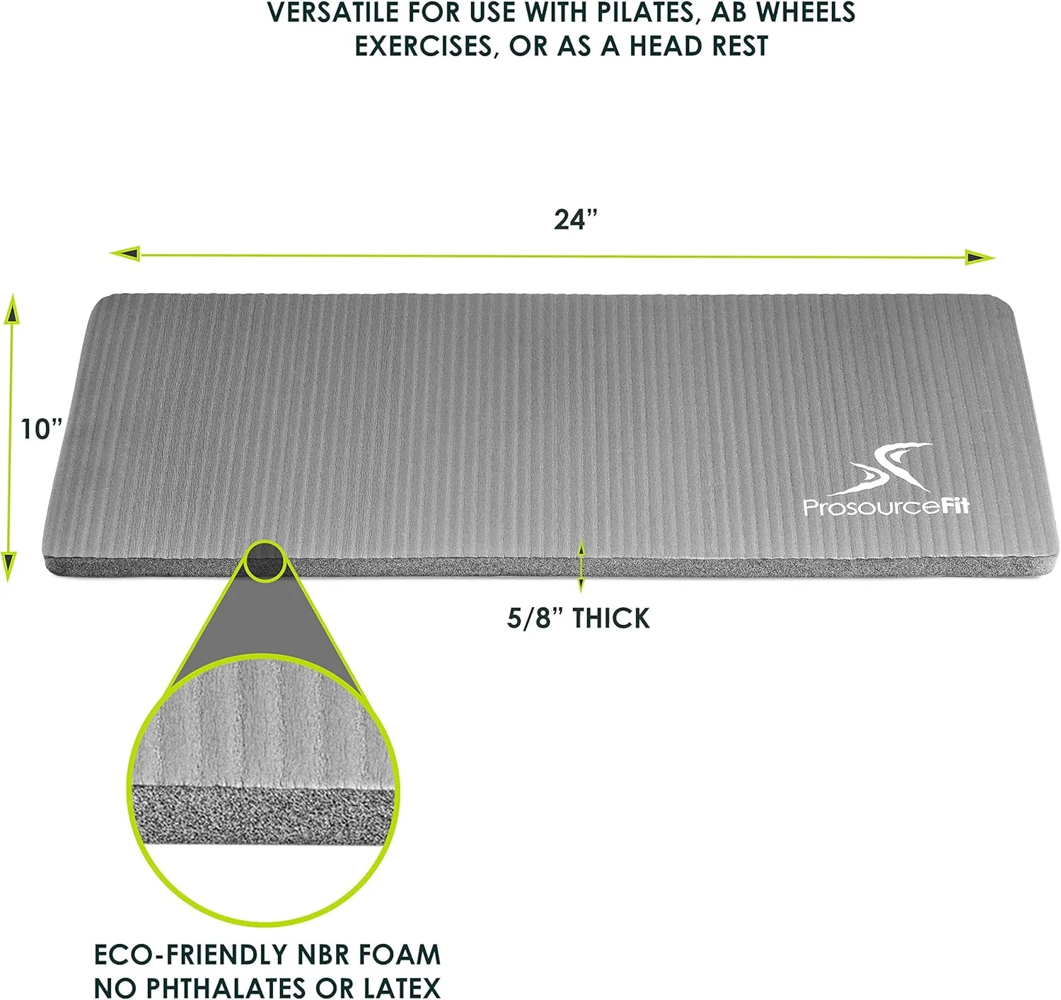 ProsourceFit Extra Thick Yoga Knee Pad and Elbow Cushion 15mm (5/8”) Fits Standard Mats for Pain Free Joints in Yoga, Pilates, Floor Workouts