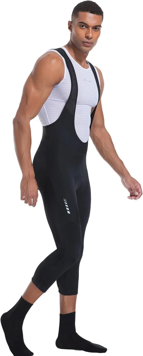 Przewalski Men's Cycling Bib Shorts,3/4 Bike Bib Pants 4D Padded,Cycling Bib Tights for Men
