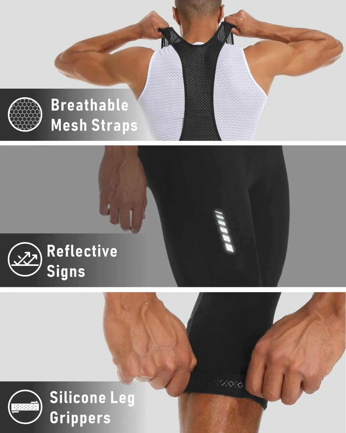 Przewalski Men's Cycling Bib Shorts,3/4 Bike Bib Pants 4D Padded,Cycling Bib Tights for Men