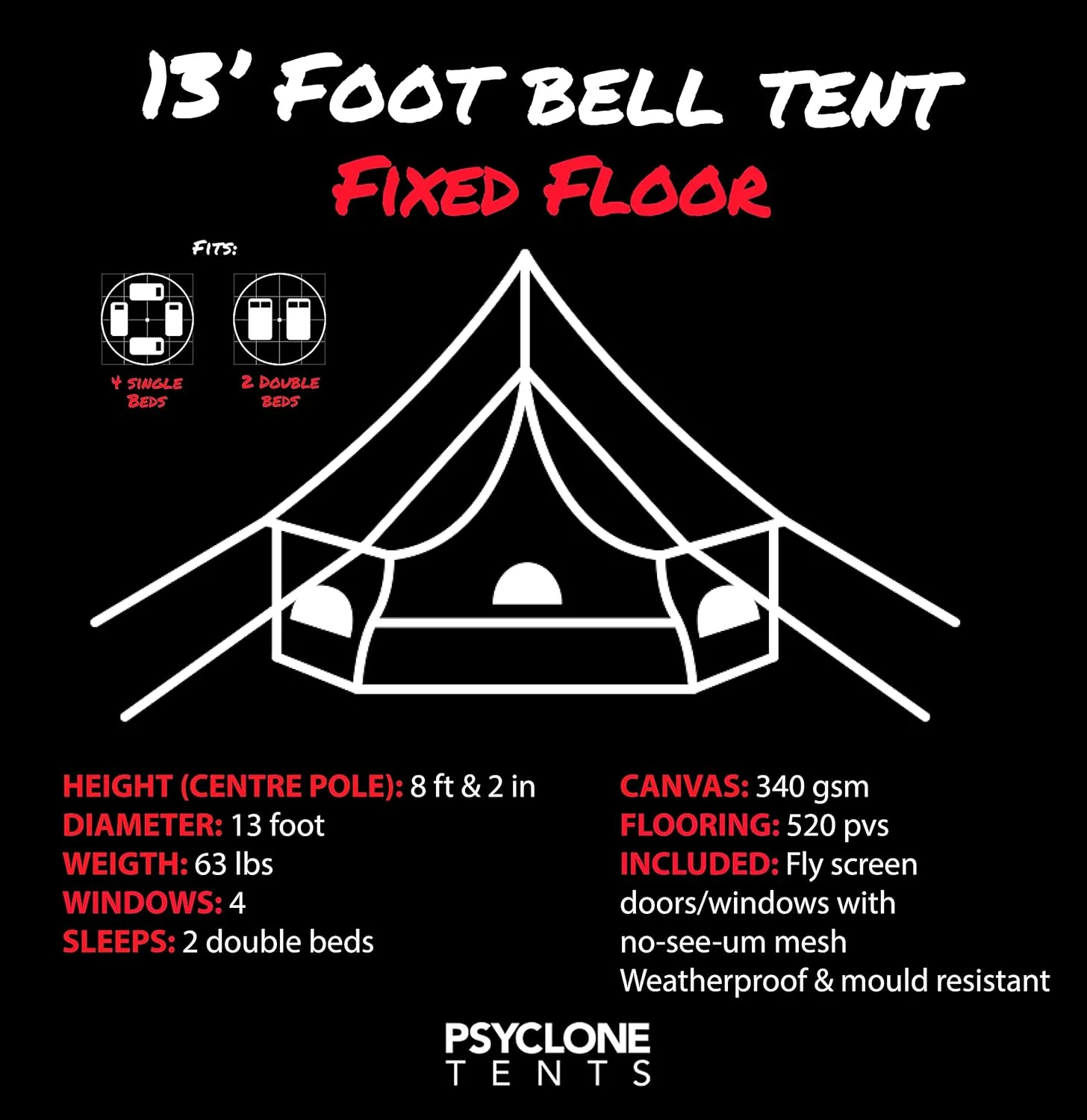 Psyclone Tents for Family Camping, Glamping, Hiking and Festival