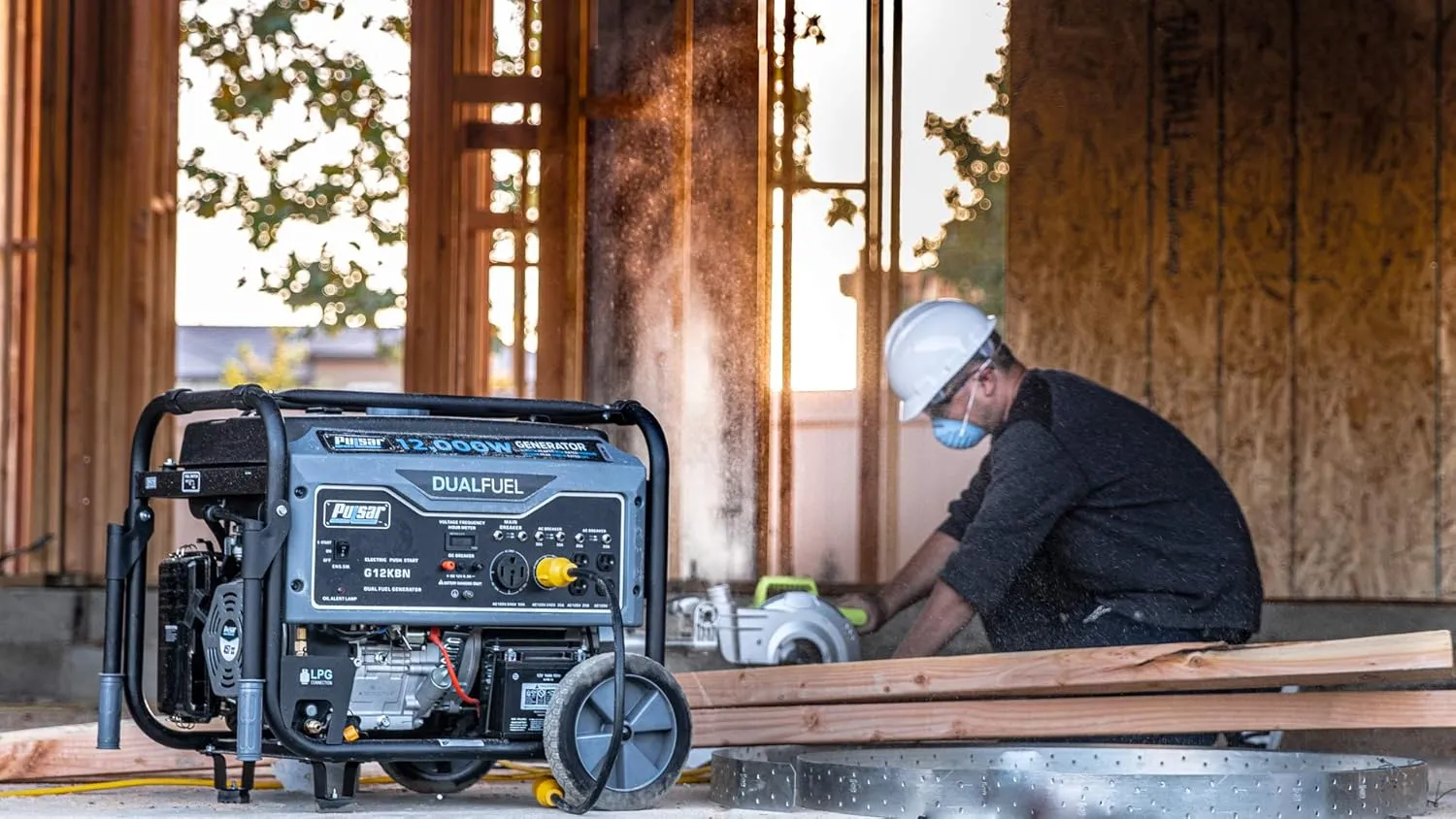 Pulsar G12KBN-SG Heavy Duty Portable Dual Fuel Generator - 9500 Rated Watts & 12000 Peak Watts - Gas & LPG - Electric Start - Transfer Switch & RV Ready - CARB Compliant