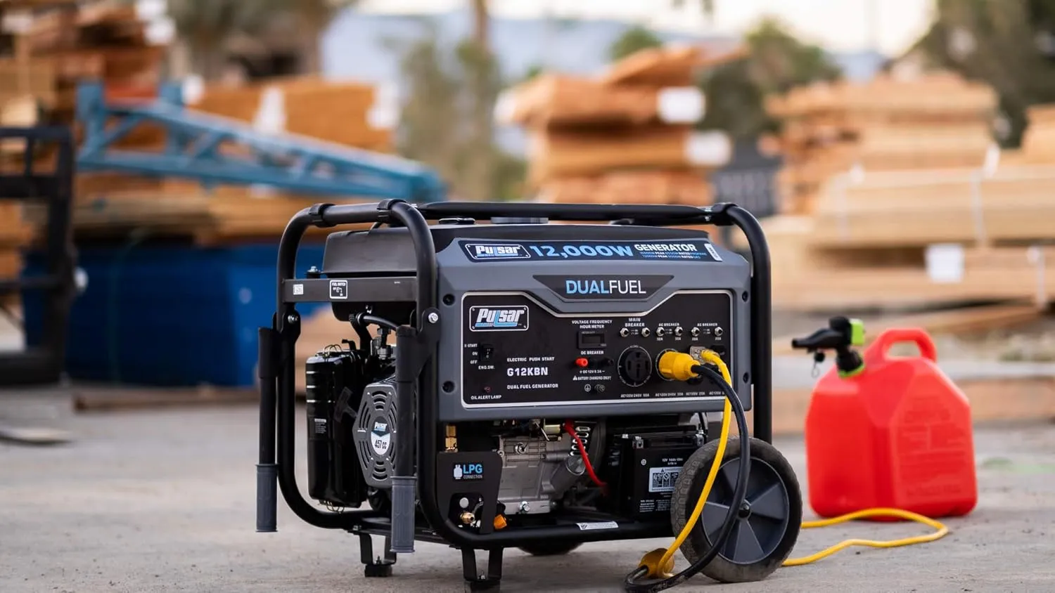 Pulsar G12KBN-SG Heavy Duty Portable Dual Fuel Generator - 9500 Rated Watts & 12000 Peak Watts - Gas & LPG - Electric Start - Transfer Switch & RV Ready - CARB Compliant