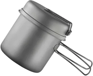 QINGFAN Metal Camping Cook Pots Outdoor Camping Cookware with Folding Handle Portable Tableware Cooking Pots Frypan Cookware