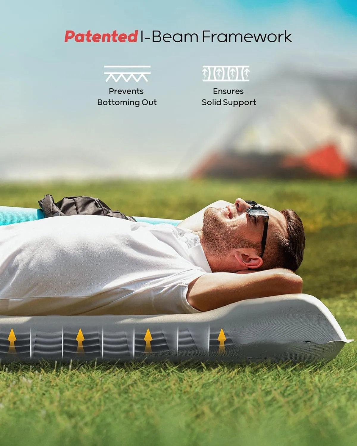 QPAU Sleeping Pad for Camping, Camping Mattress, 76''X26'', 4.7'' Extra-Thick Enhanced Support, with Built-in Foot Pump, for Camping, Hiking - Airpad, Backpacking and Home, (Grey)