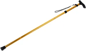 Qtqgoitem Walking Stick, Adjustable Collapsible Extendable, Folding Cane 4 Sections Telescoping, Trekking Pole Gold Tone (Model: e62 CFD 3cd 94c a06)