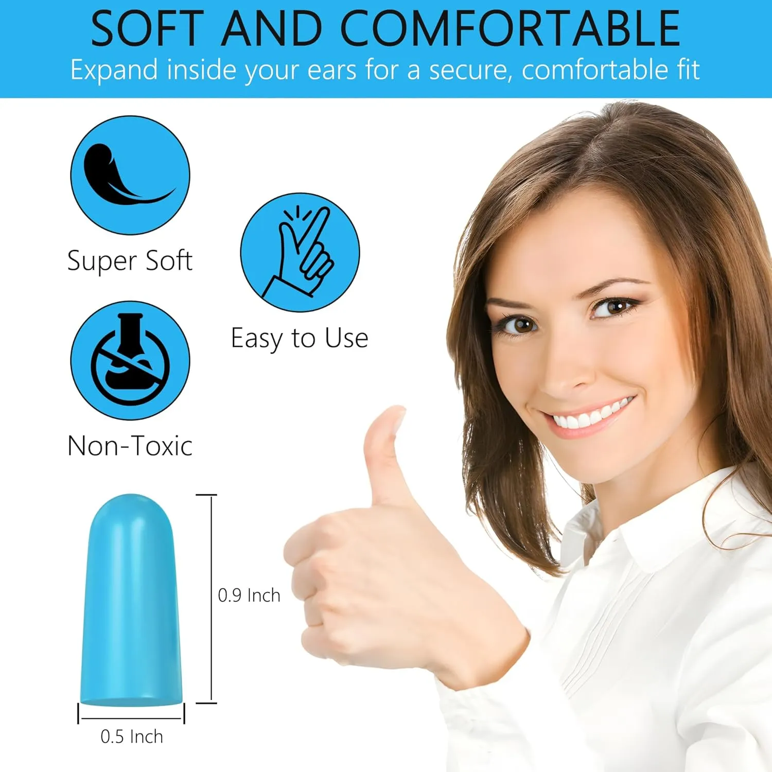 Quality Foam Ear Plugs 500 Pair - 32 dB Disposable Noise Cancelling High Decibel Sound Blocking Soft Ear Plugs Light Blue