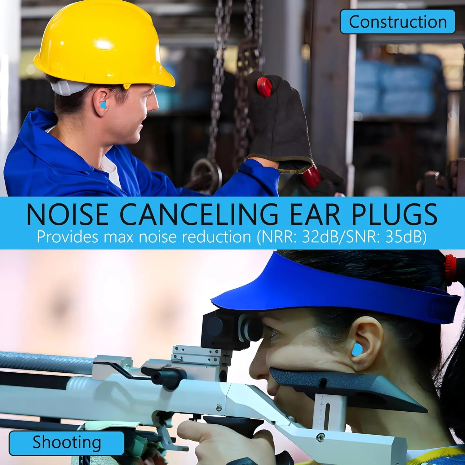 Quality Foam Ear Plugs 500 Pair - 32 dB Disposable Noise Cancelling High Decibel Sound Blocking Soft Ear Plugs Light Blue