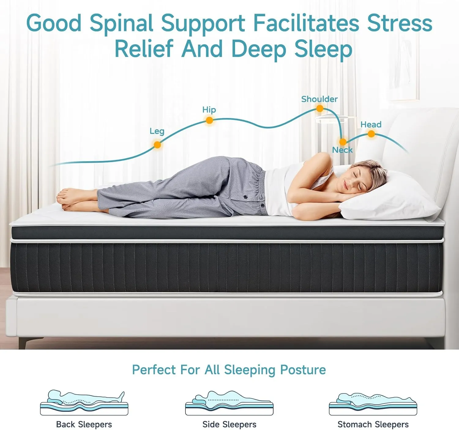 Queen Mattress 10 Inch, Upgrade Strengthen Queen Size Hybrid Mattresses in a Box, Memory Foam Queen Mattress Made of Individually Pocketed Springs for Support and Pressure Relief, Medium Firm