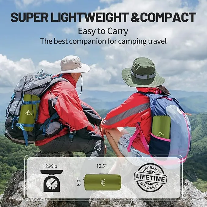 Queen Size Sleeping Pad for Camping, Lightweight Waterproof Camping Air Mattress with Built-in Pump Camping Bed for Backpacking Gear, Hiking, Tent, Traveling Green