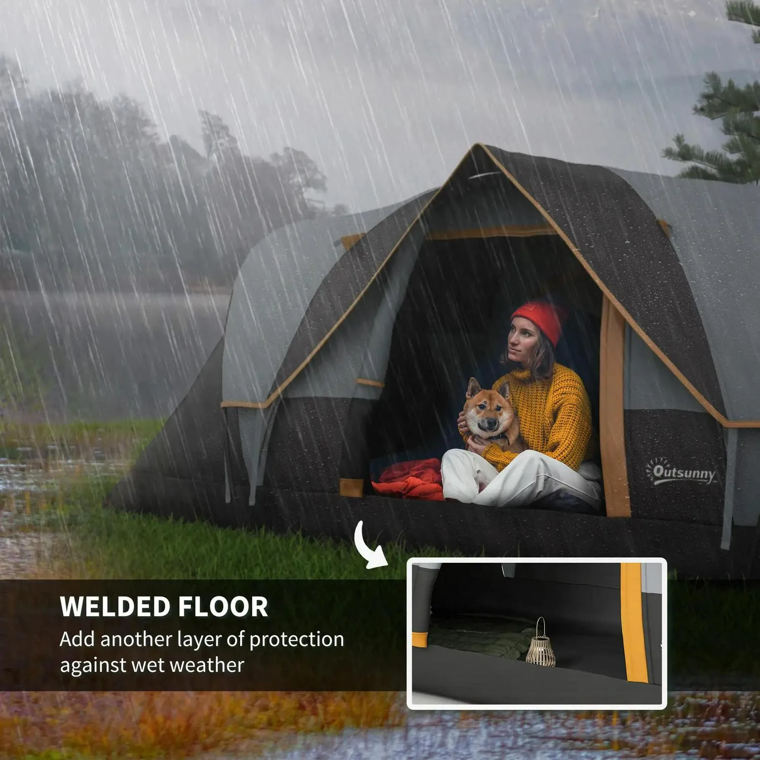 Quick dispatch Hiking Budget-friendly Protection UV Tunnel Shelter Man Multicolor Dome - 5-6 Outsunny Resistant 3000mm Camping Water Tent