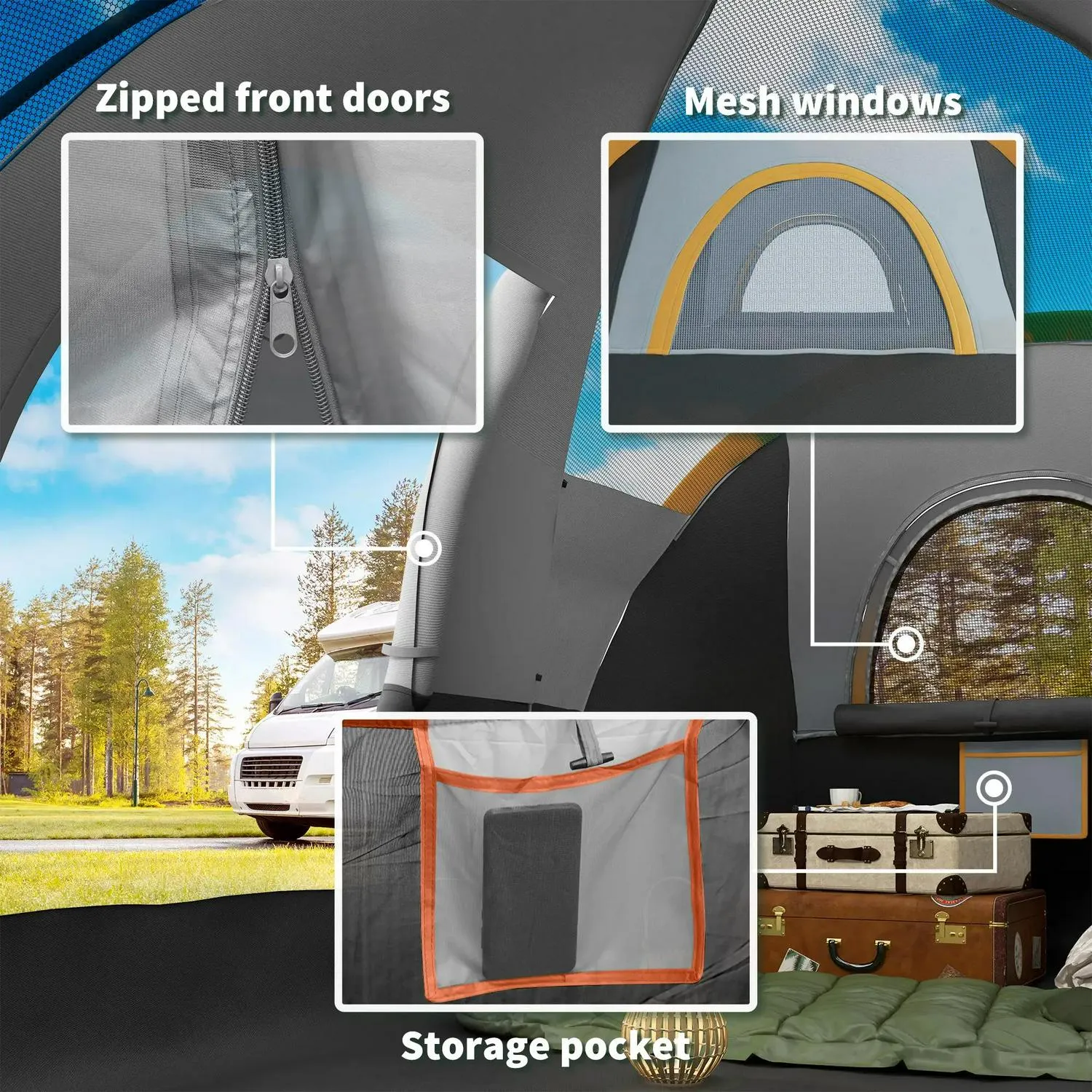 Quick dispatch Hiking Budget-friendly Protection UV Tunnel Shelter Man Multicolor Dome - 5-6 Outsunny Resistant 3000mm Camping Water Tent