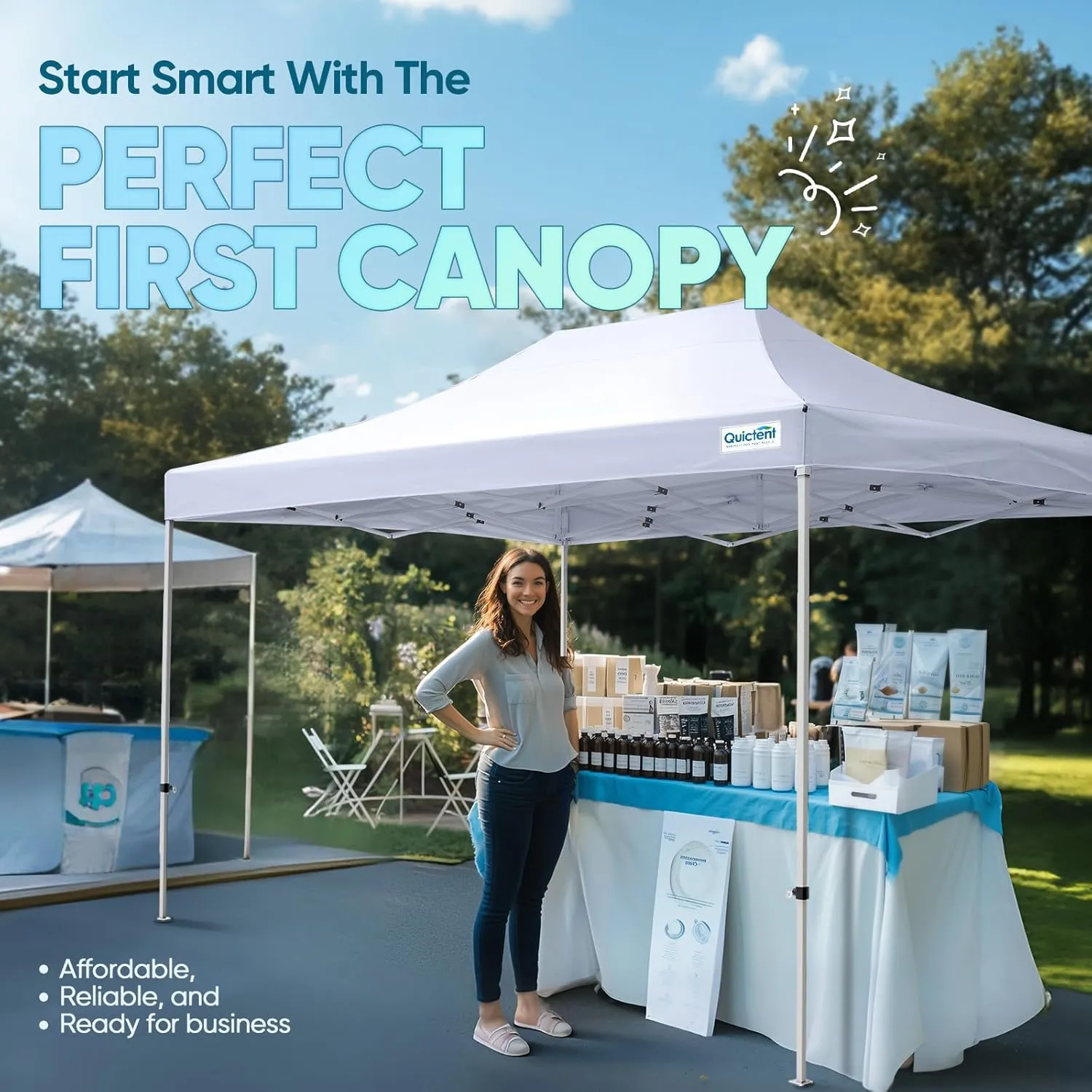 Quictent 10x15 Heavy Duty Pop up Canopy Tent, Commercial Grade Instant Shelter with Wheeled Bag for Outdoor, Beach, Parties, Markets, 500D Silver Coated UPF 50  Sun Shield