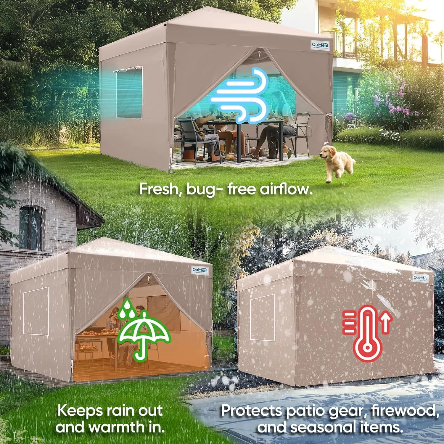 Quictent Privacy 10x10 Pop up Canopy Tent with Sidewalls and Roll-up Ventilated Windows, One Person Setup, Easy Outdoor Commercial Gazebo Shelter Enclosed Waterproof, Bonus 4 Sandbags