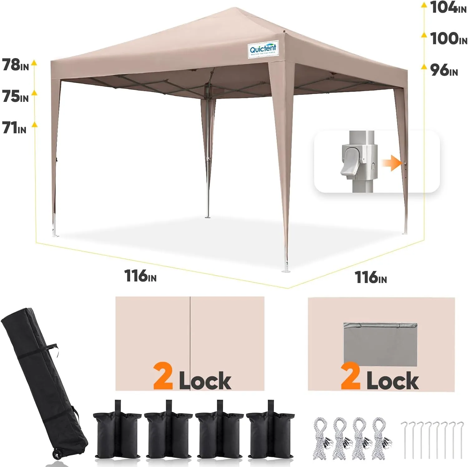 Quictent Privacy 10x10 Pop up Canopy Tent with Sidewalls and Roll-up Ventilated Windows, One Person Setup, Easy Outdoor Commercial Gazebo Shelter Enclosed Waterproof, Bonus 4 Sandbags