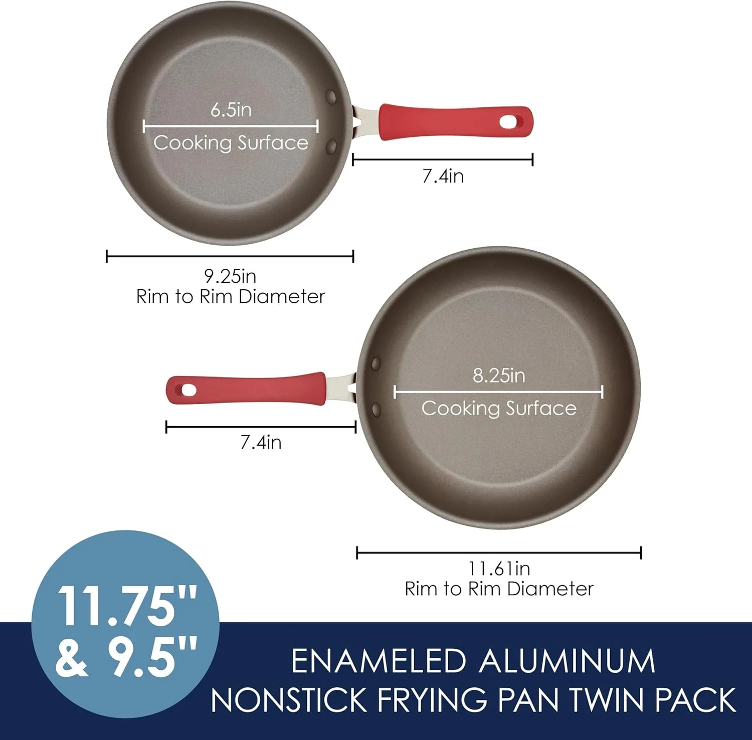 Rachael Ray Cook   Create Nonstick Frying Pans/Skillet Set, 9.5 Inch and 11.75 Inch, Red