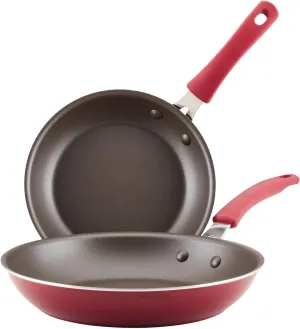 Rachael Ray Cook   Create Nonstick Frying Pans/Skillet Set, 9.5 Inch and 11.75 Inch, Red