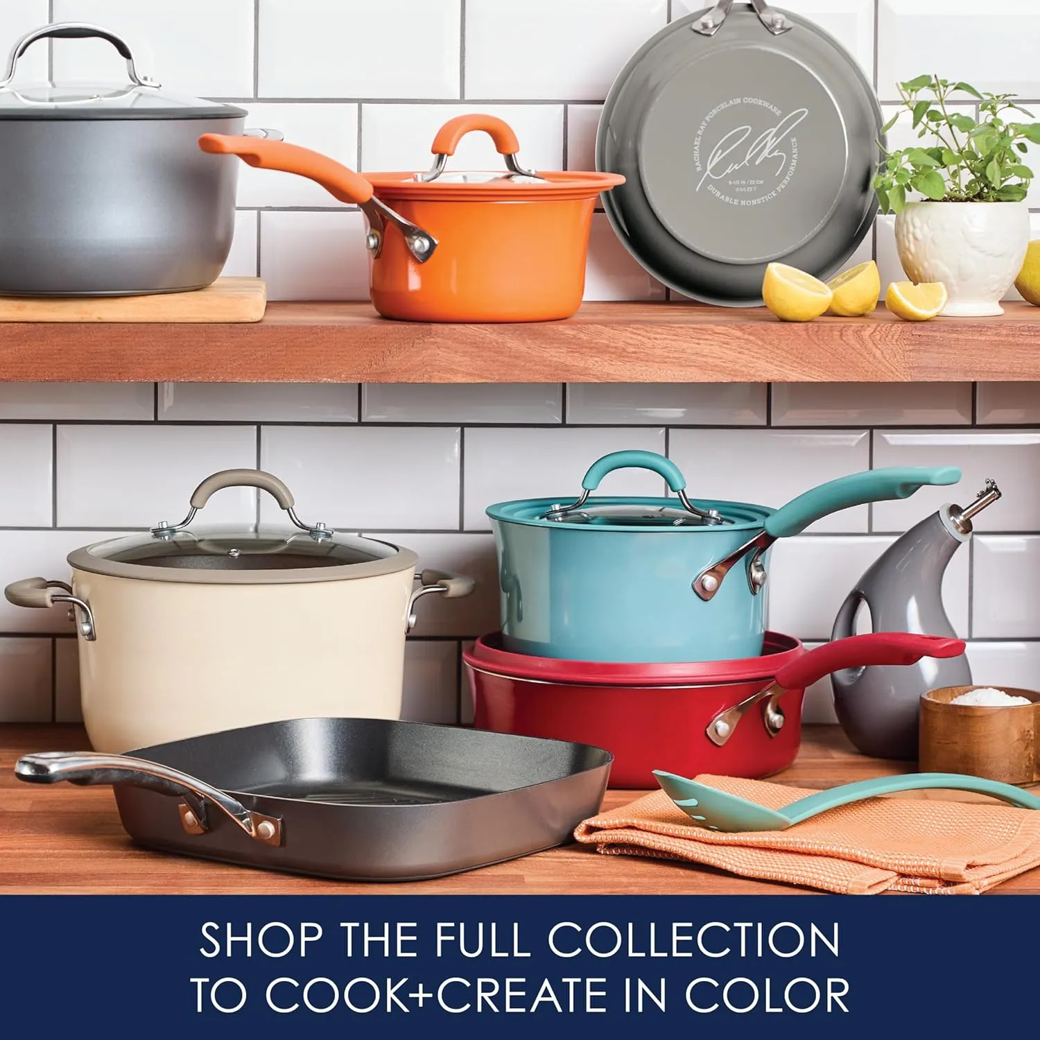 Rachael Ray Cook   Create Nonstick Frying Pans/Skillet Set, 9.5 Inch and 11.75 Inch, Red