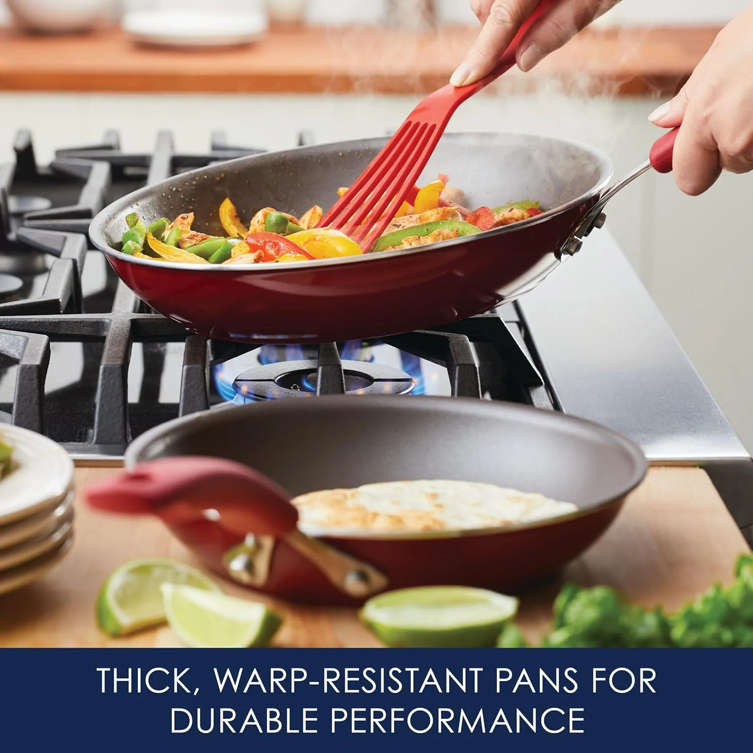 Rachael Ray Cook   Create Nonstick Frying Pans/Skillet Set, 9.5 Inch and 11.75 Inch, Red