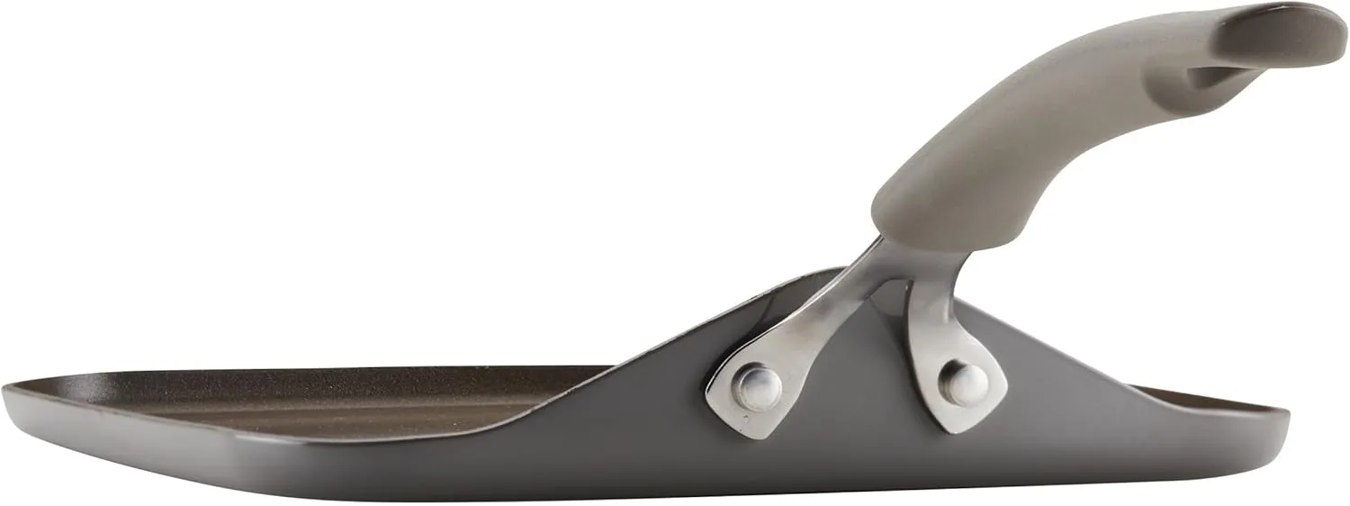 Rachael Ray Cook   Create Nonstick Stovetop Griddle/Grill Pan, Square, 11 Inch, Gray