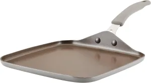 Rachael Ray Cook   Create Nonstick Stovetop Griddle/Grill Pan, Square, 11 Inch, Gray