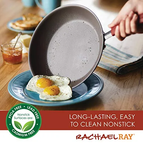 Rachael Ray Cucina Nonstick Cookware Pots and Pans Set, 12 Piece, Cranberry Red