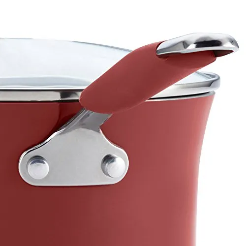 Rachael Ray Cucina Nonstick Cookware Pots and Pans Set, 12 Piece, Cranberry Red