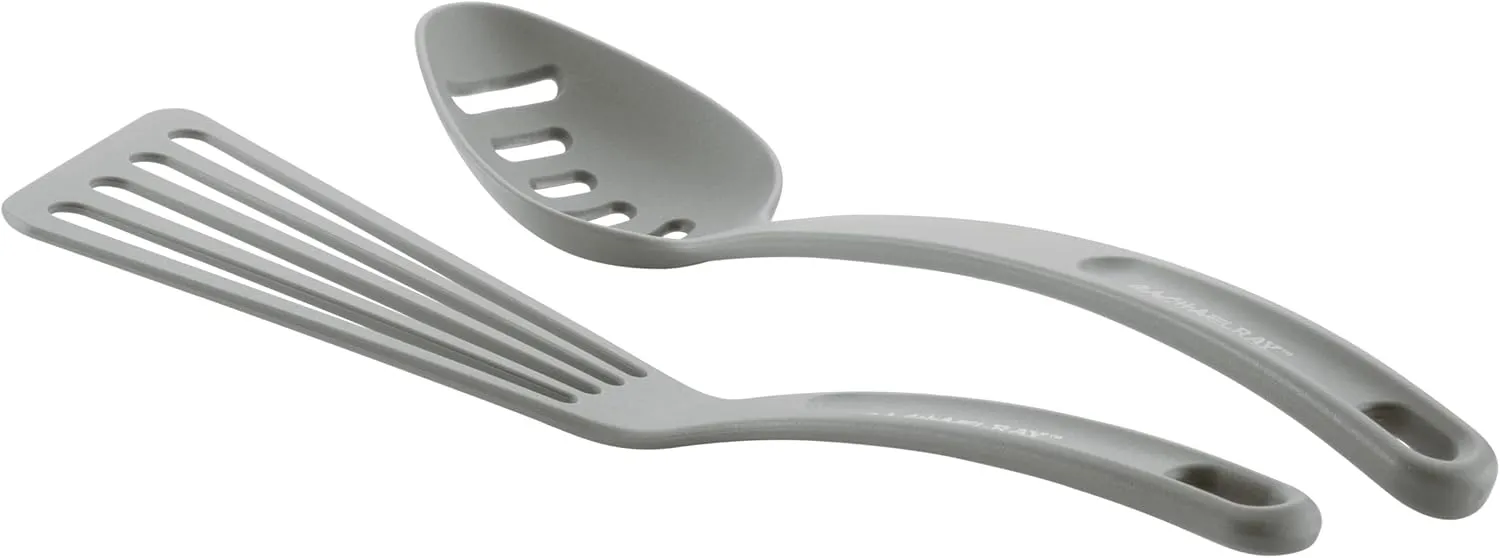 Rachael Ray Get Cooking! Nonstick Cookware Pots and Pans Set, Includes Baking Pan and Cooking Tools, 12 Piece - Gray