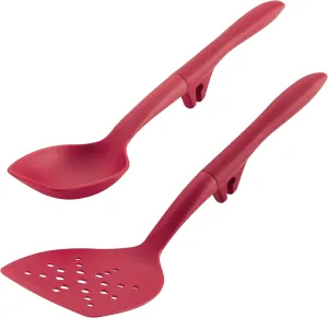 Rachael Ray Tools and Gadgets Flexi Turner and Scraping Spoon Set / Cooking Utensils - 2 Piece, Red