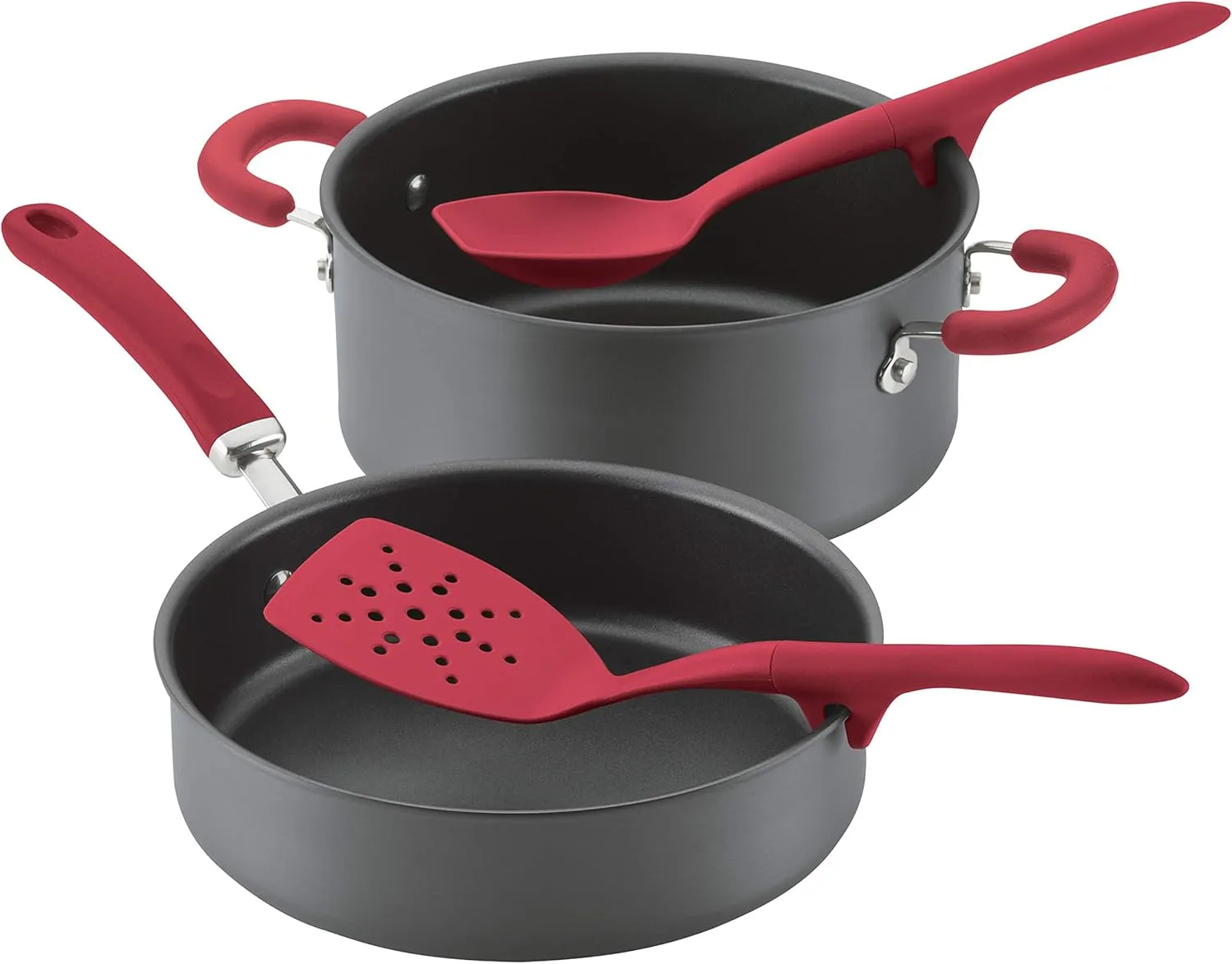 Rachael Ray Tools and Gadgets Flexi Turner and Scraping Spoon Set / Cooking Utensils - 2 Piece, Red