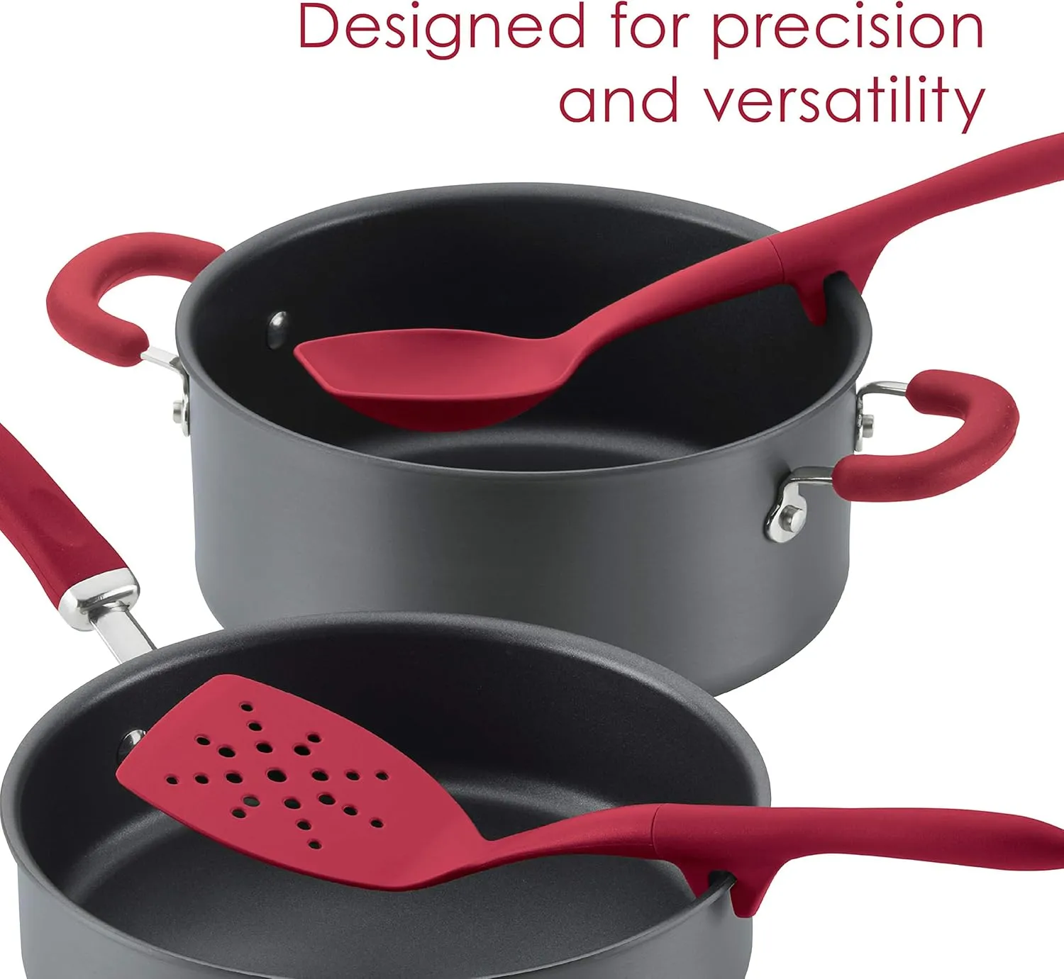 Rachael Ray Tools and Gadgets Flexi Turner and Scraping Spoon Set / Cooking Utensils - 2 Piece, Red