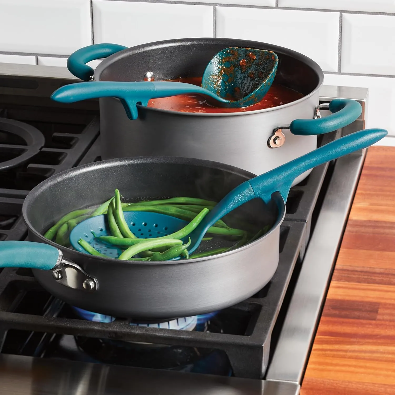 Rachael Ray Tools and Gadgets Kitchen Cooking Utensils Set, 2 Piece, Teal