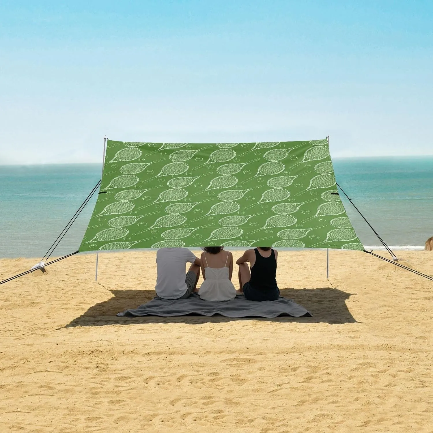 Racket and Tennis Ball Beach Camping Tent Sun Shelter for Whole Family, Beach Shade Canopy with UPF50  UV Protection,Easy Set Up and Carry,Outdoor Shade for Trips, Fishing, Backyard Fun Picnics
