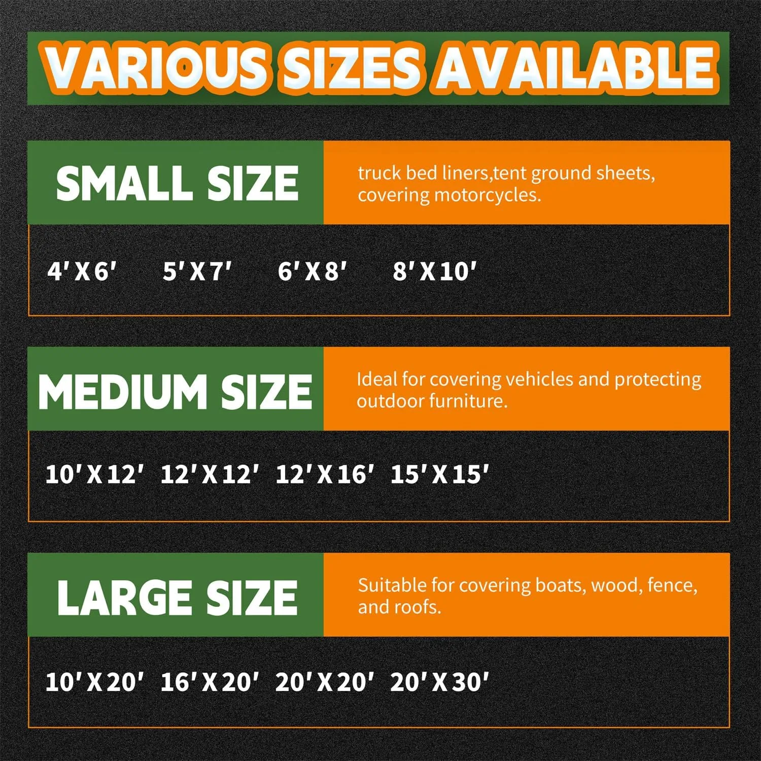 RAINDEWAY 7x10 Tarp Heavy Duty Waterproof,9Mil Thick,Large Tarps Multipurpose Poly Tarp Cover for Camping,Rain,Durable with Metal Grommets and Reinforced Edges,Finished Size Green/Black