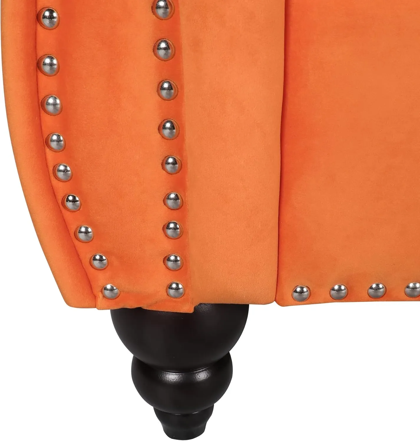 RARZOE 3 Pieces Living Room Furniture Sofa Set, Orange, Chesterfield Style, Velvet Upholstery, Nailhead Trim, Scrolled Arms, 1 Loveseat, 1 Club Chair, 1 Sofa