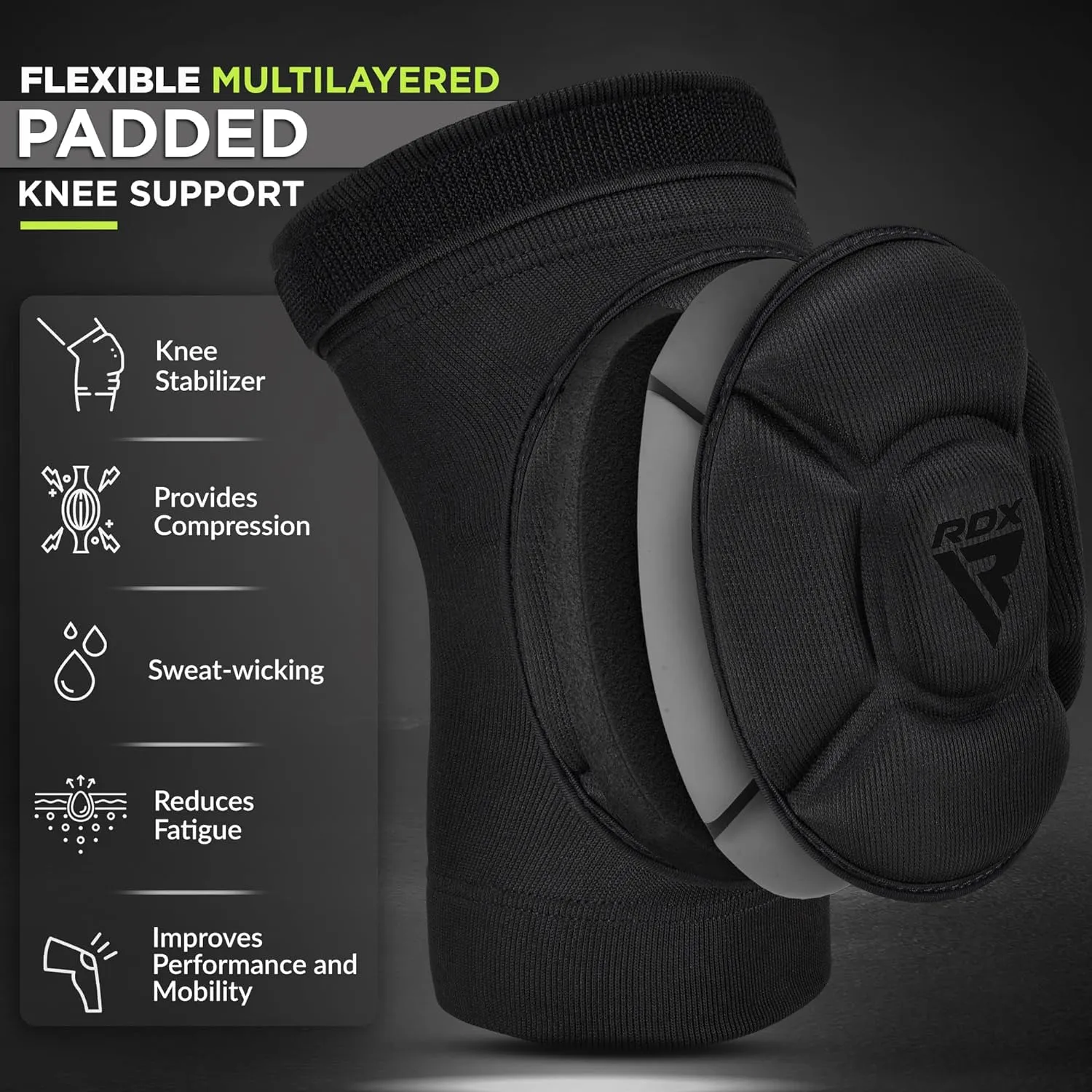 RDX Knee Pads for Work, Oeko TEX Certified, Anti-Slip Protective Thick Padded Foam Pad, Collision Avoidance Sleeves Pair, MMA Muay Thai Grappling Volleyball Football Wrestling Gardening.