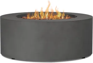 Real Flame Aegean 36" Round Propane or Natural Gas Fire Pit Table, 50,000 BTU, Powder-Coated Steel, Push-Button Ignition, CSA Certified, Lava Rock, Storage Cover, Stainless Steel Burner with Lid