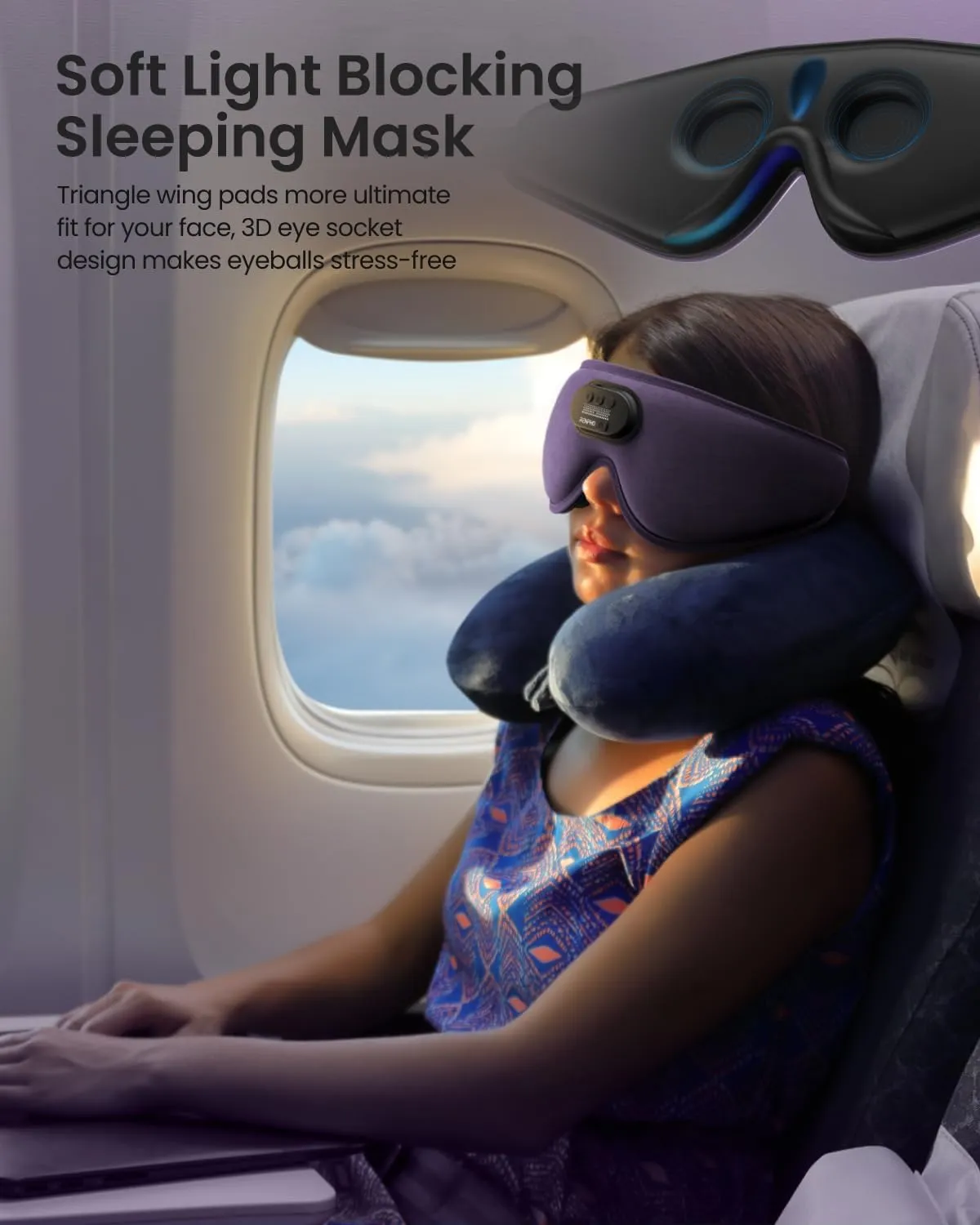 RENPHO Sleep Headphones 2025 New Ultra Soft Sleep Mask with 5.2 Bluetooth HD Headphones, 3D Blackout Wireless Headband, Eye Mask for Sleeping, Earbuds Earphones for Side Sleeper, Birthday Gift for Mom
