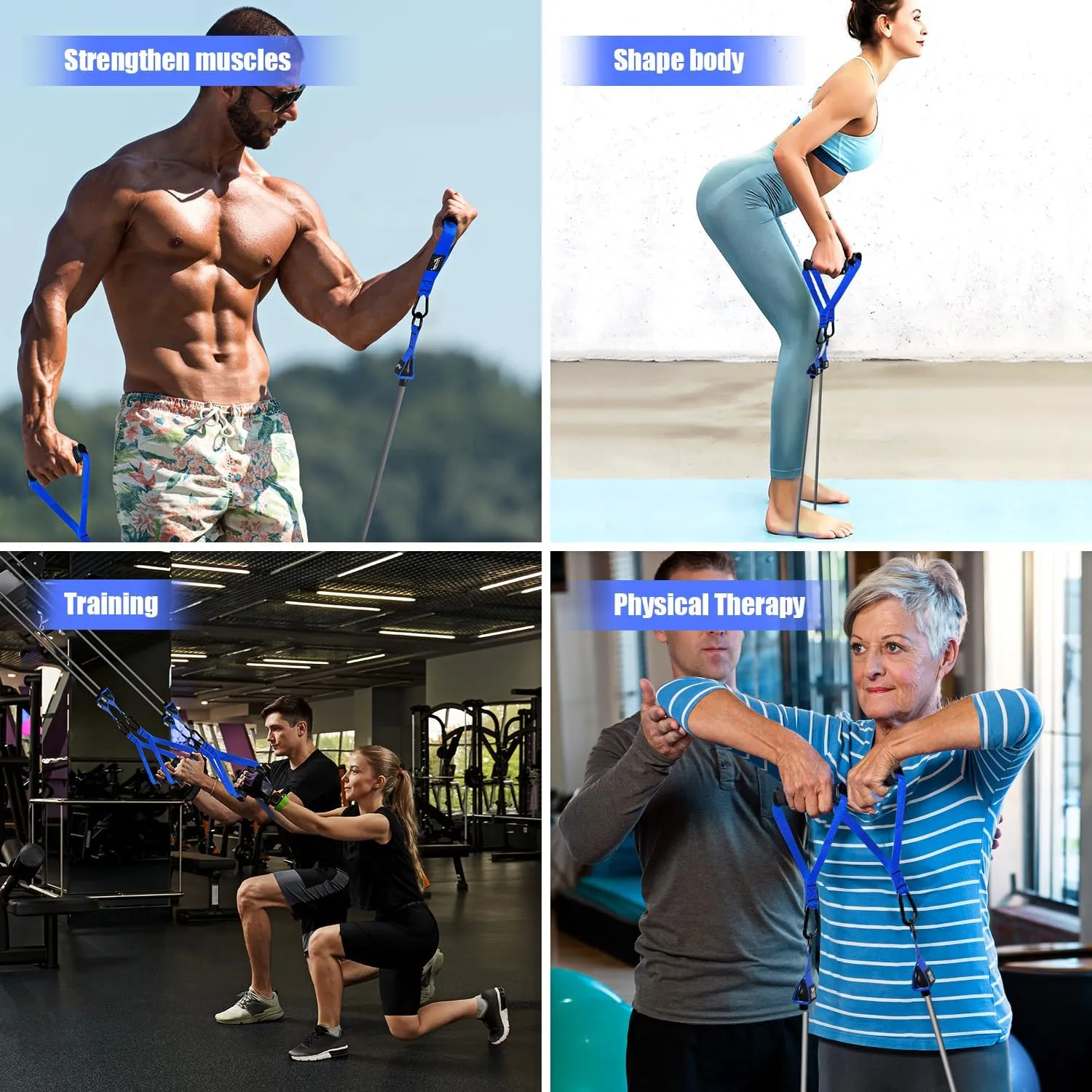 Resistance Bands, Heavy Exercise Bands with Handles, Fitness Bands Set for Working Out, Workout Bands for Men, Weight Bands for Muscle Training, Strength, Slim, Yoga, Home Gym Equipment