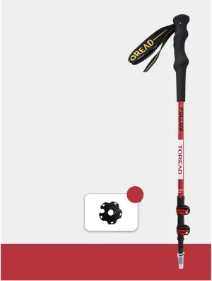 Retractable Trekking Poles, Straight Handles and T-Handles, Suitable for Hiking, Wading, Mountaineering, Traveling, Unisex. (Color : Red)