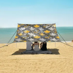 Retro Ice Hockey Maple Leaves Beach Camping Tent Sun Shelter for Whole Family, Beach Shade Canopy with UPF50  UV Protection,Easy Set Up and Carry,Outdoor Shade for Trips, Fishing, Backyard Fun
